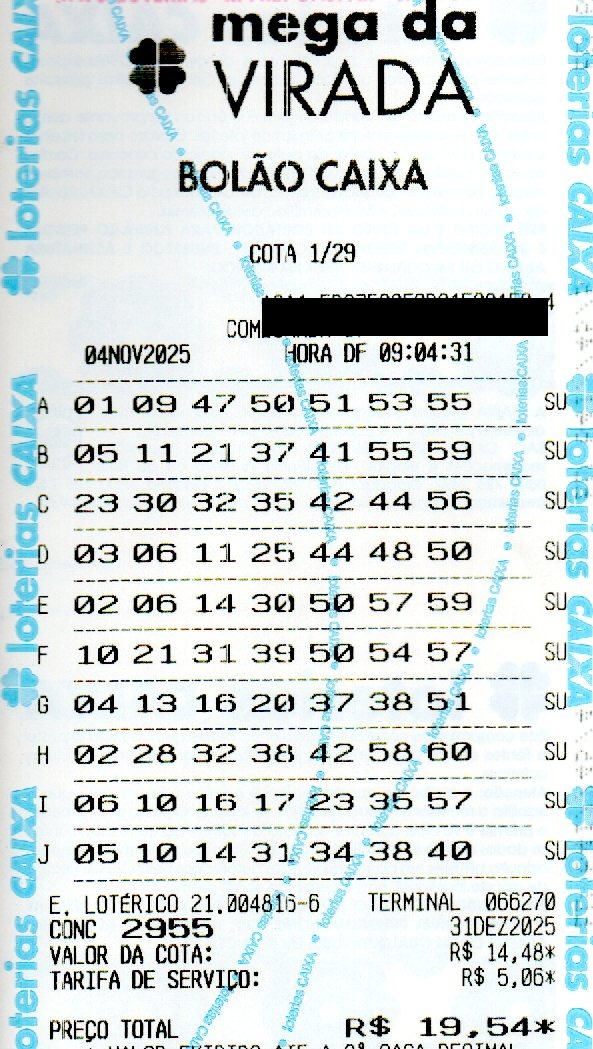 03 MEGA DA VIRADA BOLÃO R$ 19,54