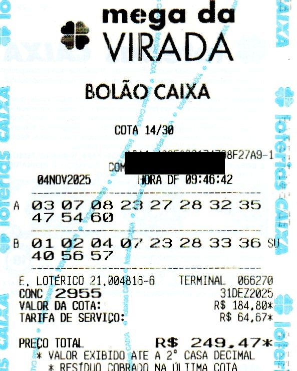 04 MEGA DA VIRADA BOLÃO R$ 249,47