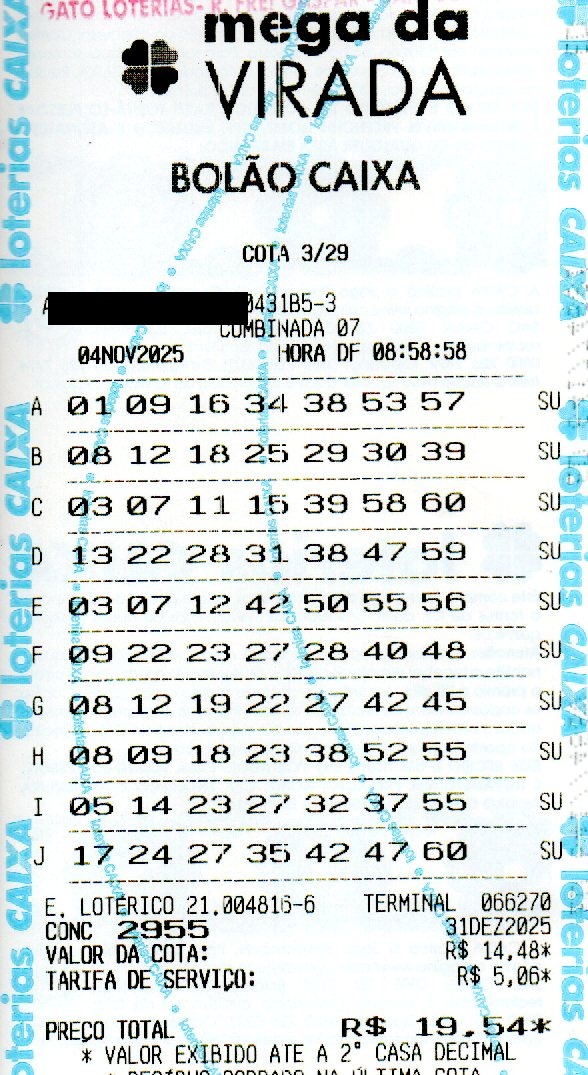 02 MEGA DA VIRADA BOLÃO R$ 19,54