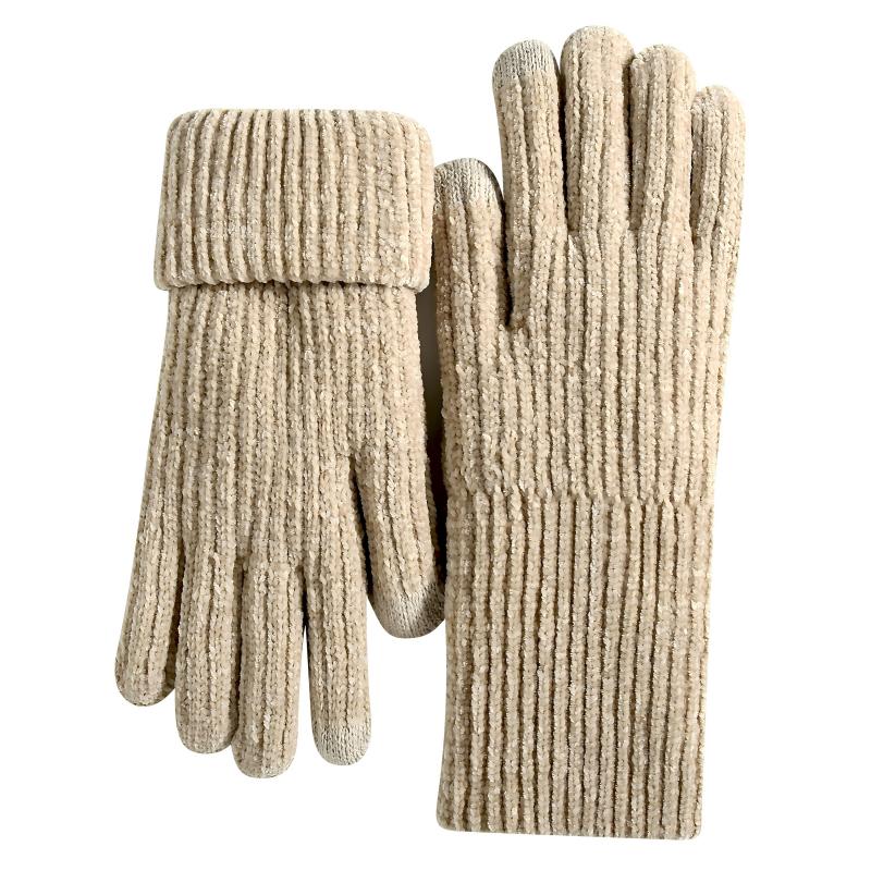 Women’s Winter Chenille Double-Layer Fleece-Lined Touchscreen Gloves