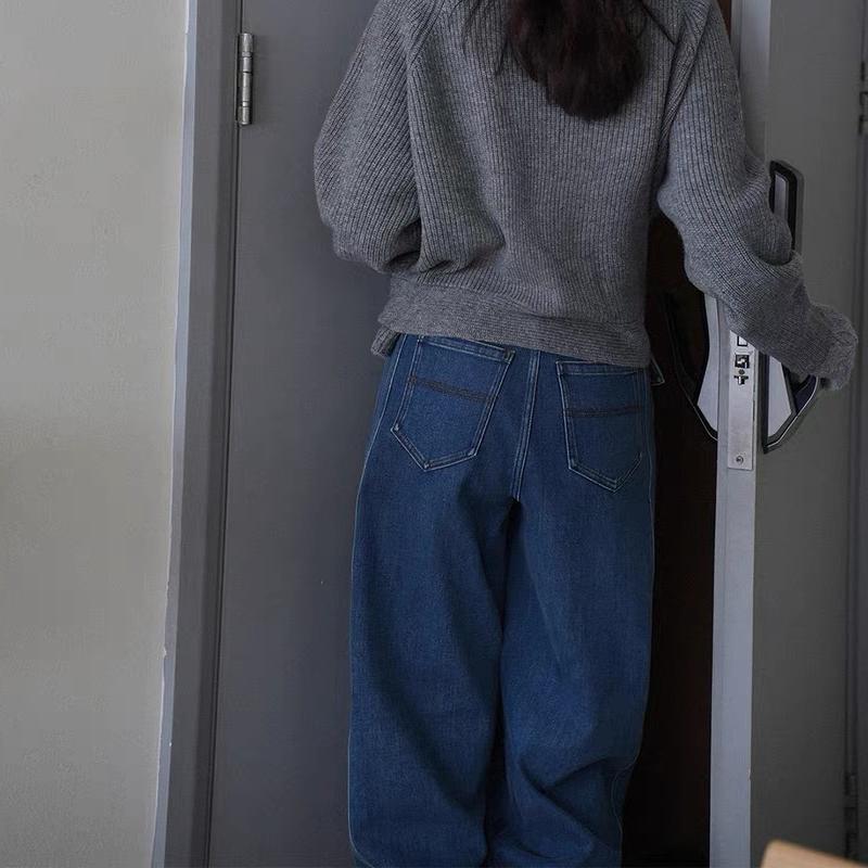 Women’s Vintage Straight-Leg Jeans – Trendy High-Waist Denim Pants