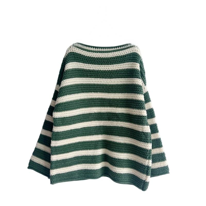 Fall Winter Loose Off-Shoulder Striped Knit Sweater