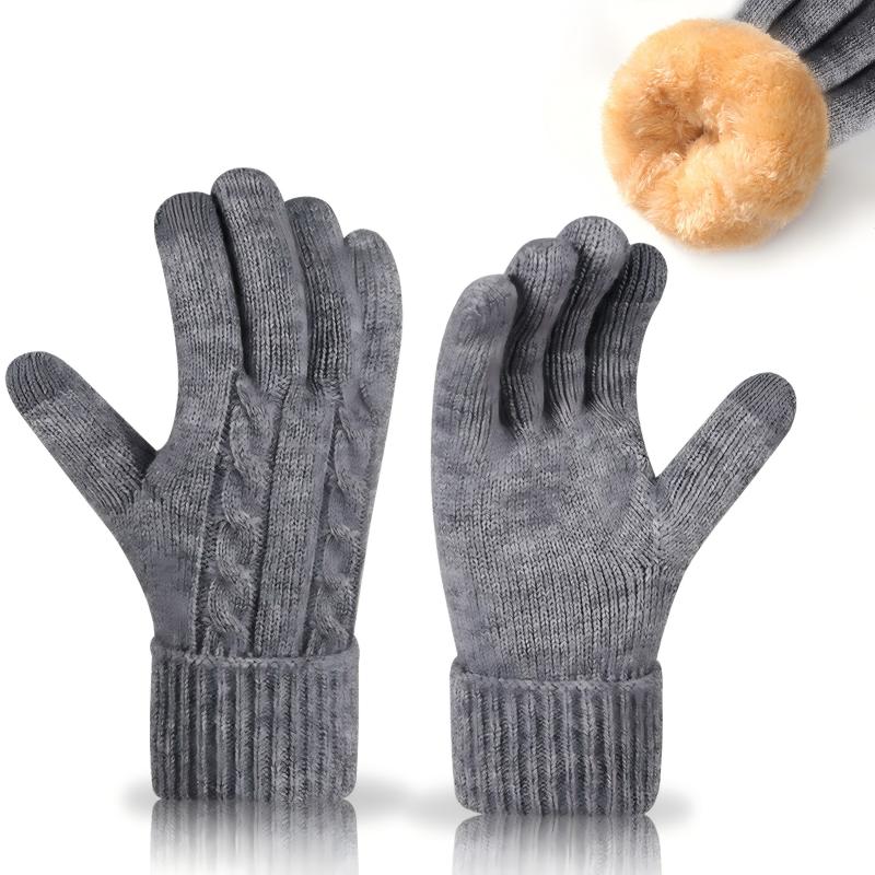 Women’s Winter Double-Layer Knit Touchscreen Gloves