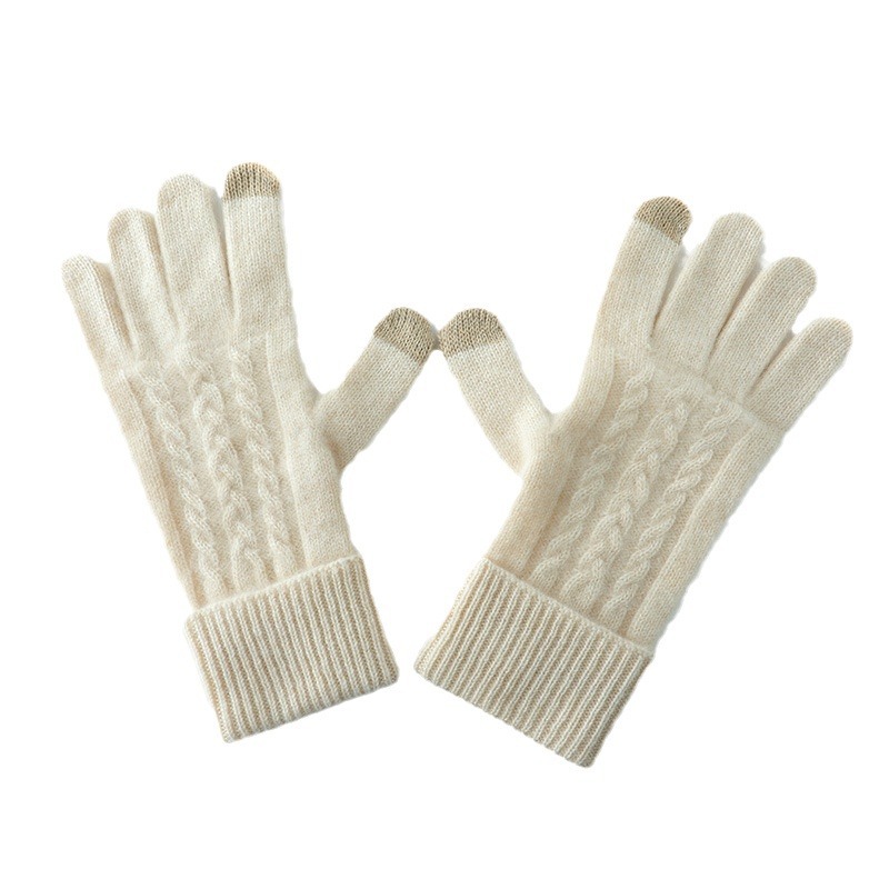 Women’s Winter Thick Cashmere Touchscreen Knit Gloves