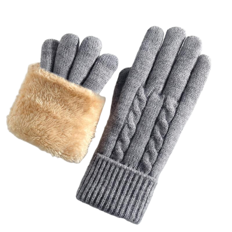 Women’s Winter Double-Layer Knit Touchscreen Gloves
