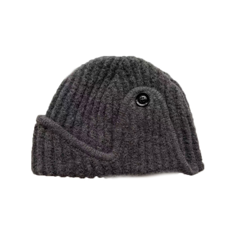 Women’s Autumn/Winter Solid Color Wool Blend Aviator Knit Hat