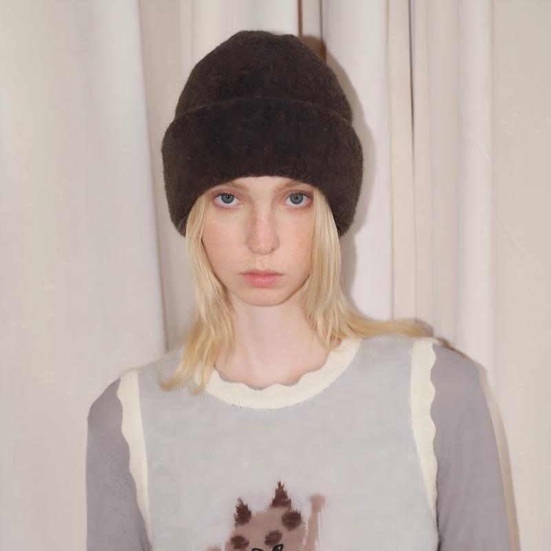 Women’s Autumn/Winter Thick Double-Layer Wool Blend Knit Hat