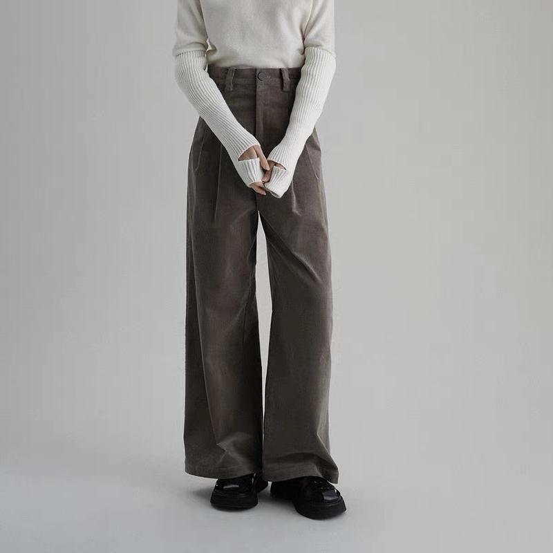  Women’s Vintage High-Waist Corduroy Straight & Wide-Leg Pants – Autumn Casual Trousers