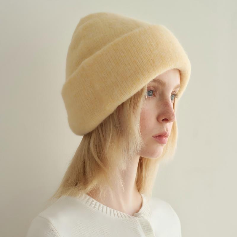Women’s Autumn/Winter Thick Double-Layer Wool Blend Knit Hat