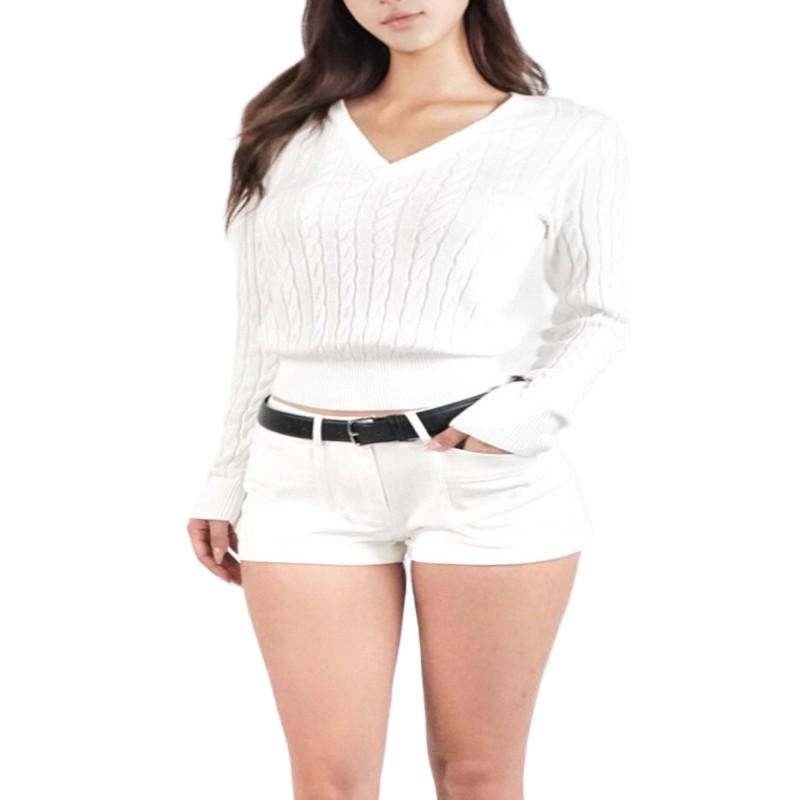 Women’s V-Neck Cable Knit Pullover