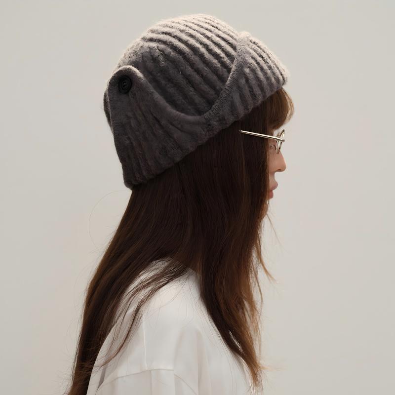 Women’s Autumn/Winter Solid Color Wool Blend Aviator Knit Hat