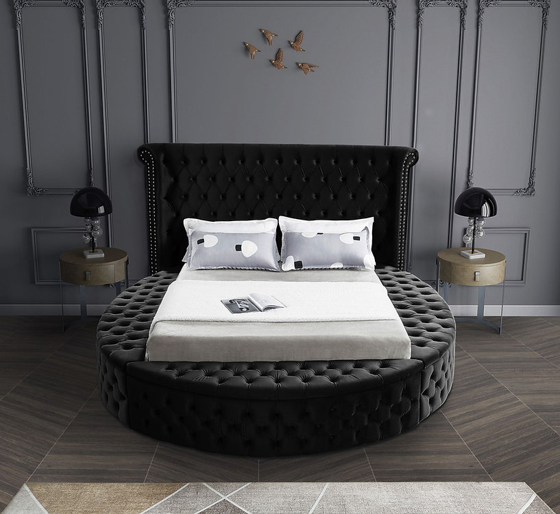 Round Velvet Storage Bed