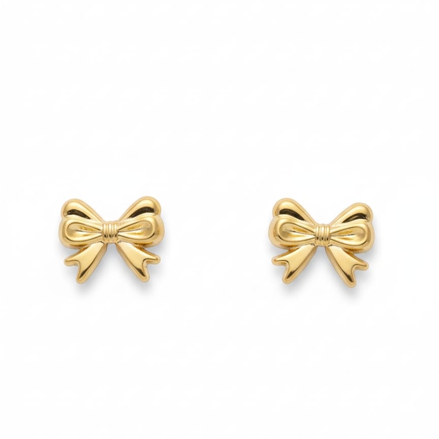Gold Bow Stud Earrings