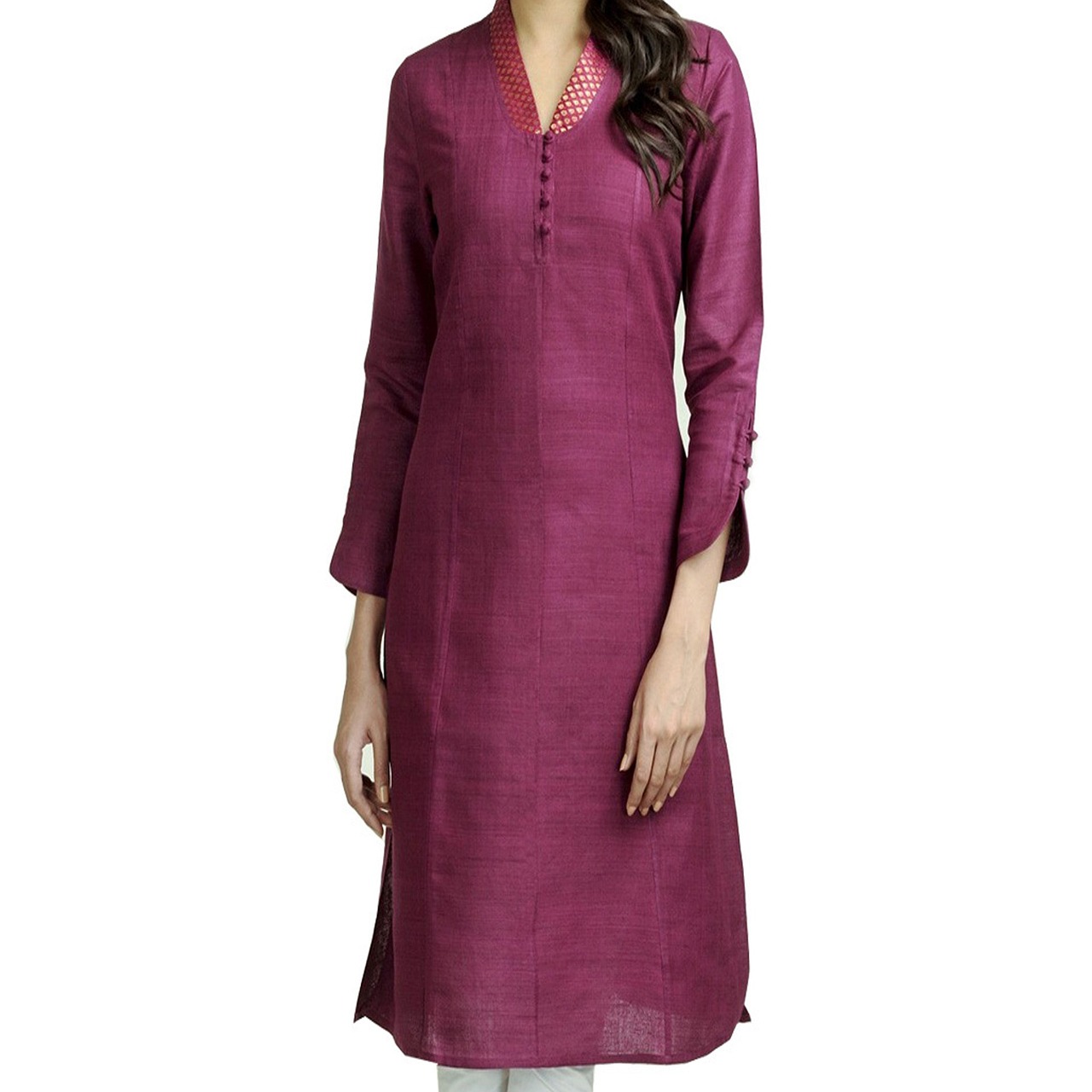 Maroon Long Sleeve Kurti