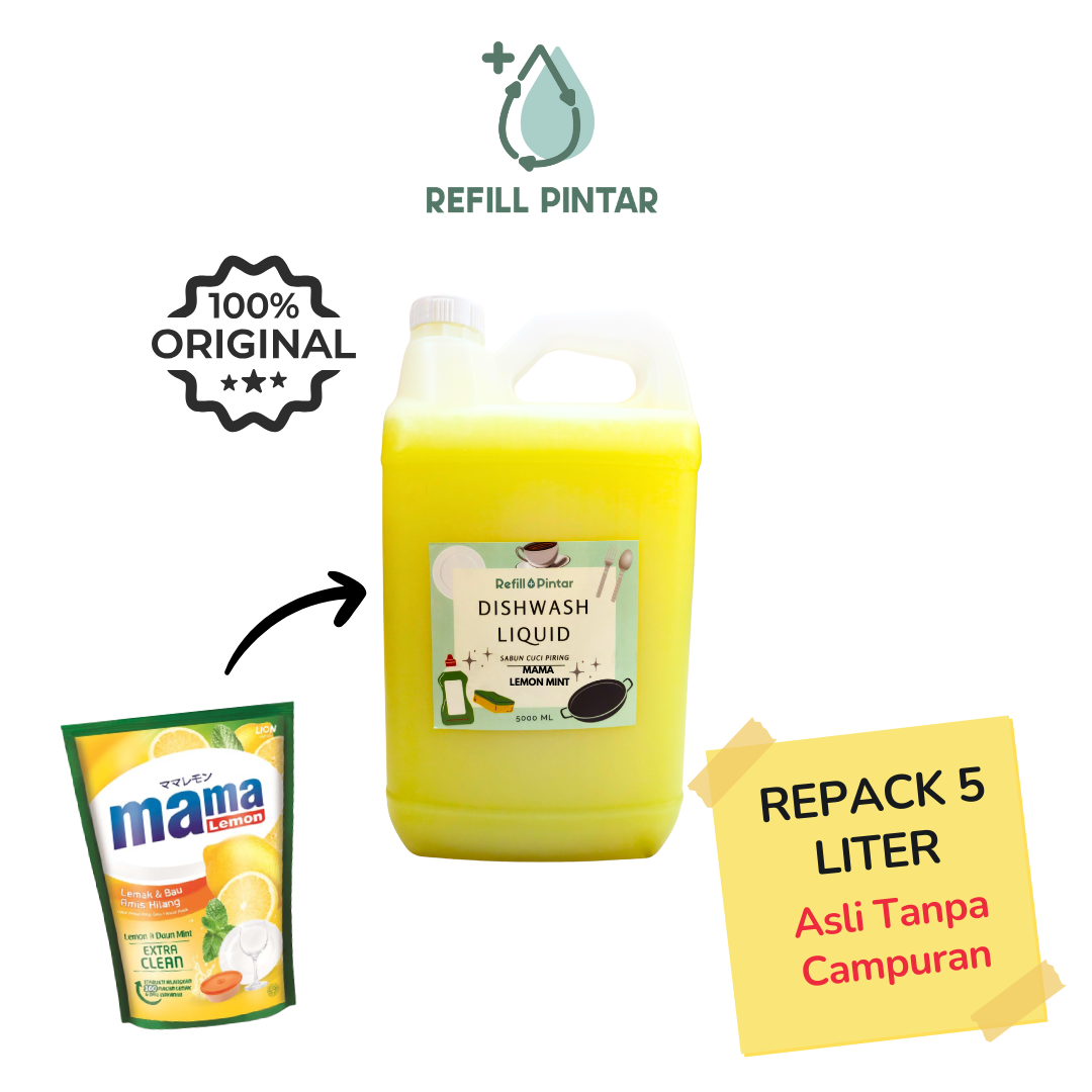 Dishwash Liquid Mama Lemon Lemon & Mint Repack 5 Liter