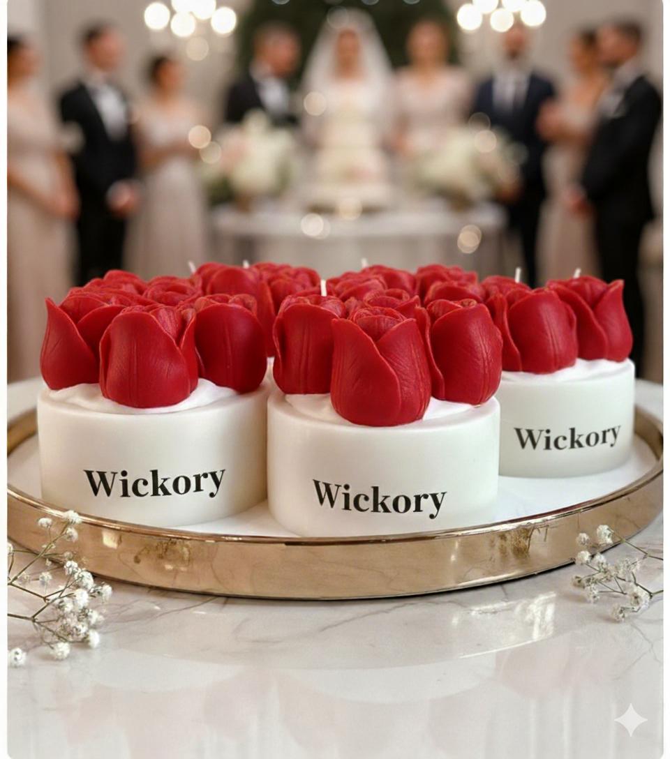 Wickory Red Tulip Candles (combo of 3).