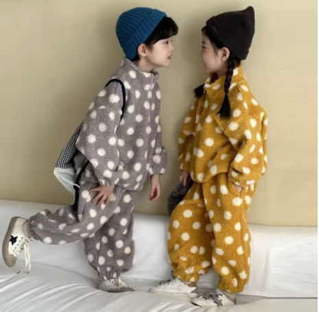 Children's Polka Dot Fleece Loungewear Set