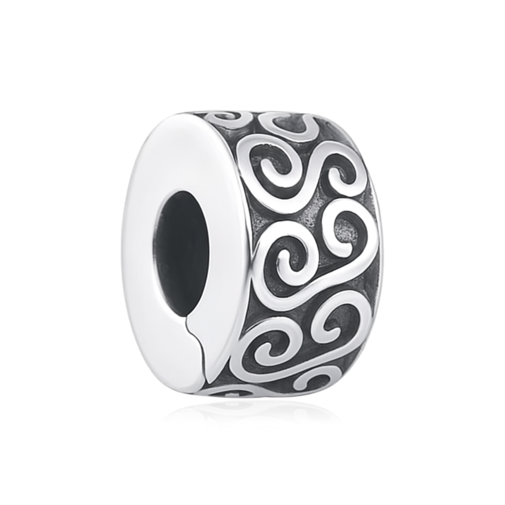 Silver Spiral Charm Bead