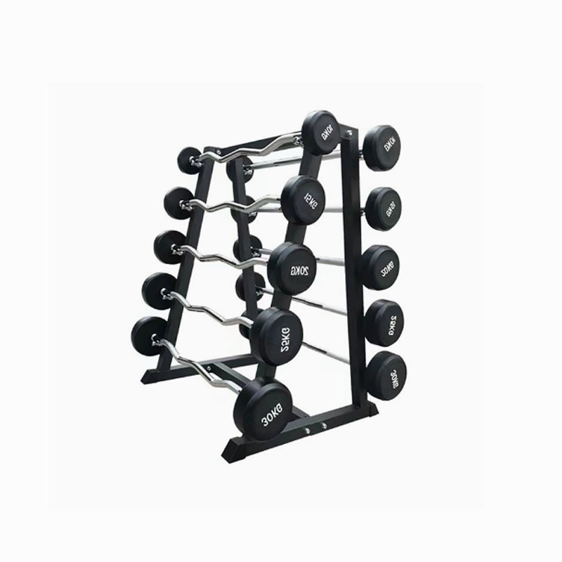 Home Barbell Set with Curved Rubber-Coated Bars