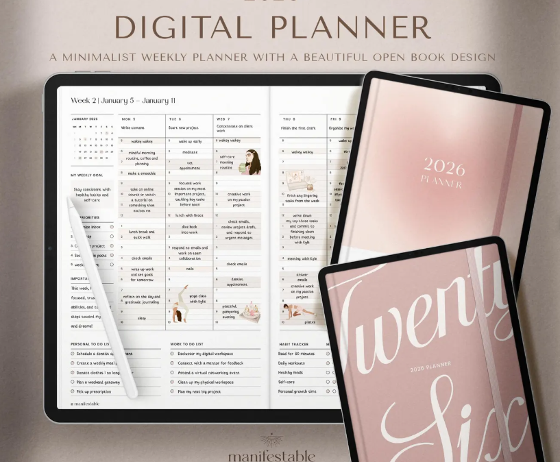 2026 Digital Planner, Weekly Planner, Monthly Planner, Goodnotes Planner, iPad Planner, 2026 Planner, Minimalist Planner, Notability Planner