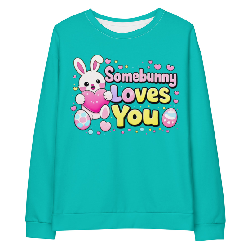 Easter Sweatshirt – Cute Bunny Heart Sweater, Pastel Spring Outfit, Cozy Easter Gift for Her