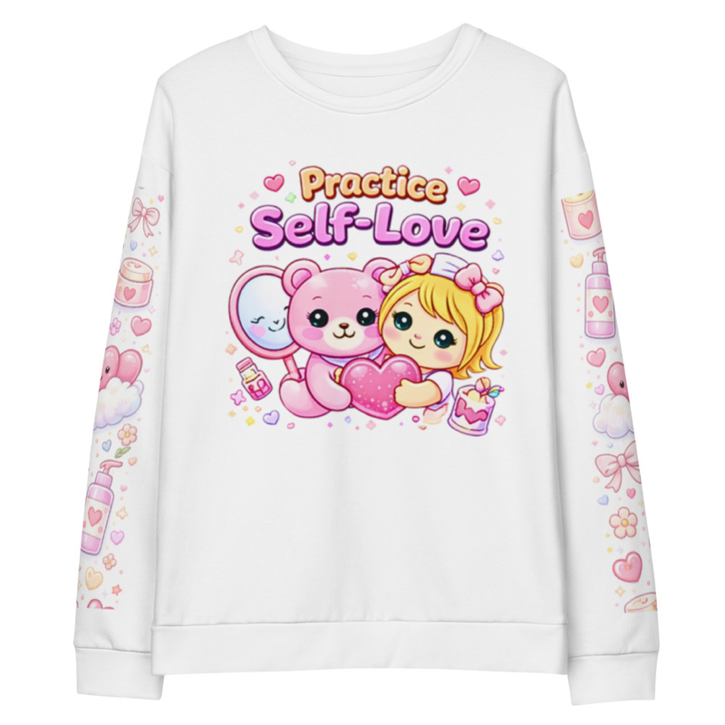Self-Love Graphic Sweatshirt I Girly Self Care Aesthetic Crewneck I Gift for Her I Valentine Gift