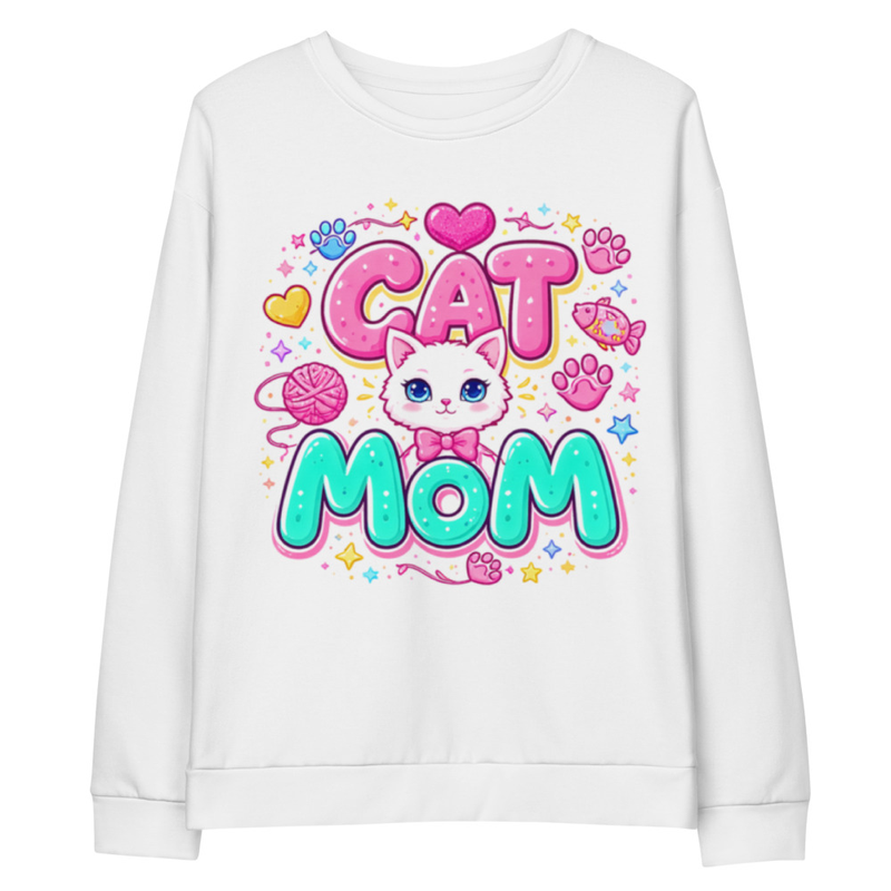Cute Cat Mom Sweatshirt – Girly Neon Cat Lover Sweater for Women I Cat Lovers Sweater I Cat Apparel for her