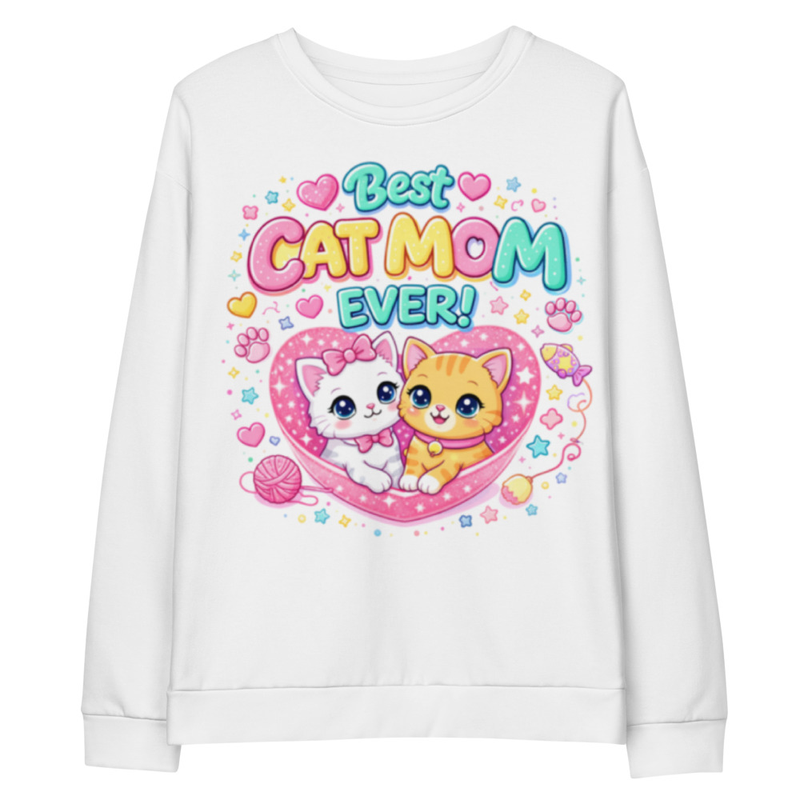 Best Cat Mom Ever Sweatshirt – Cute Kawaii Cat Lover Sweater for Cat Moms I Cat Lovers Sweater I Gift for Cat Lovers