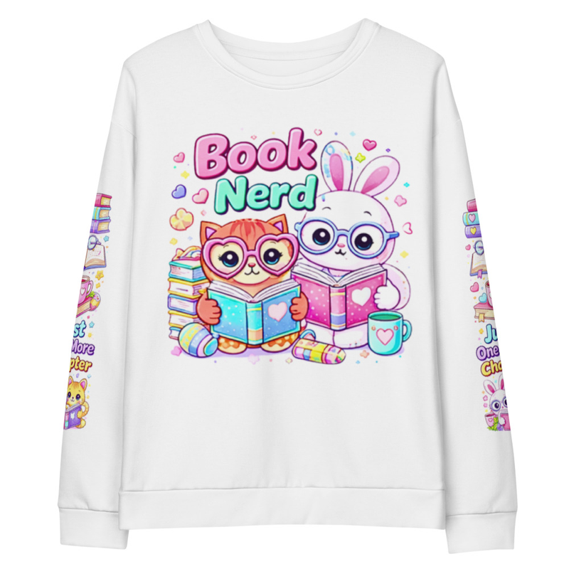 Girly Book Lover Crewneck, Kawaii Reader Aesthetic, Cozy Teen Reading Outfit I Gift for Her