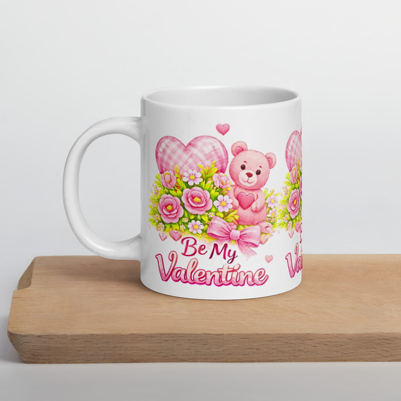 Cute Teddy Bear Valentine Coffee Cup | Romantic Gift for Her | Kawaii Valentine Mug I Valentine Gift for Her