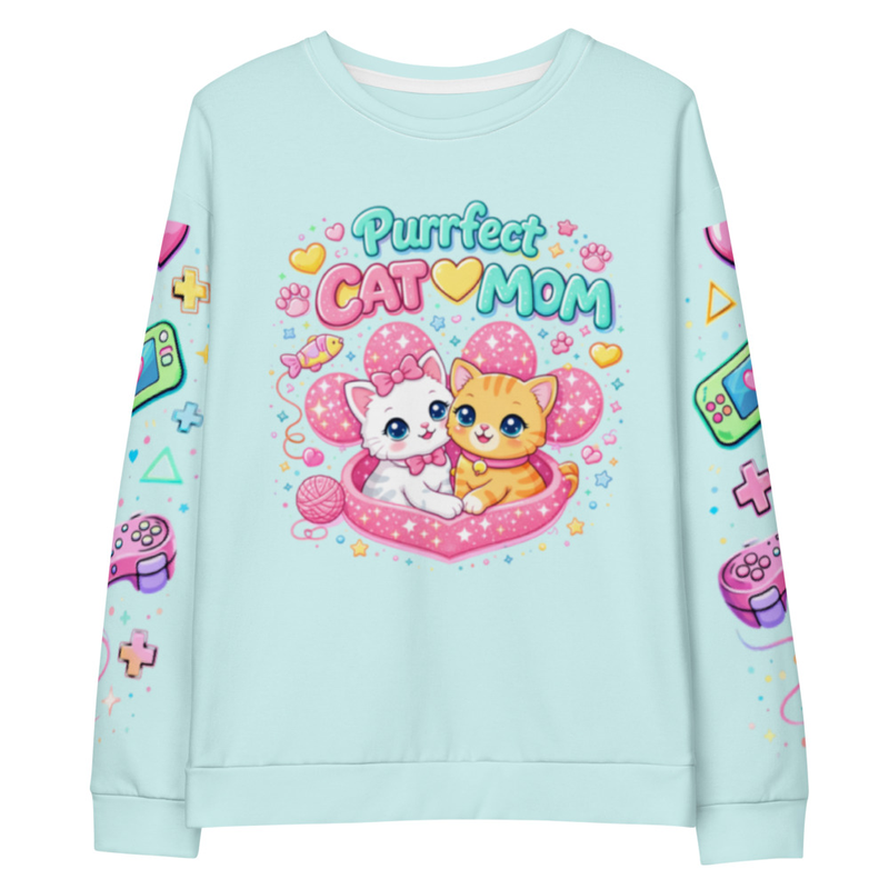 Cat Mom Sweatshirt – Cute  Cat Mom Pullover in Pastel Blue I Cat Lover Sweater I Gift for Cat Lovers
