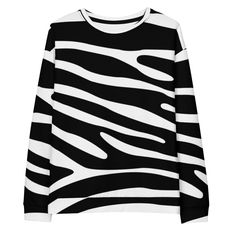 Modern Zebra Print Sweater for Women – Chic Black & White Statement Look I Black & White Sweater for Her