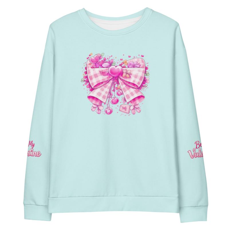 Valentine Bow Sweatshirt – Cute Pink Gingham Heart Sweater for Girls & Women I Valentine Gift for Her