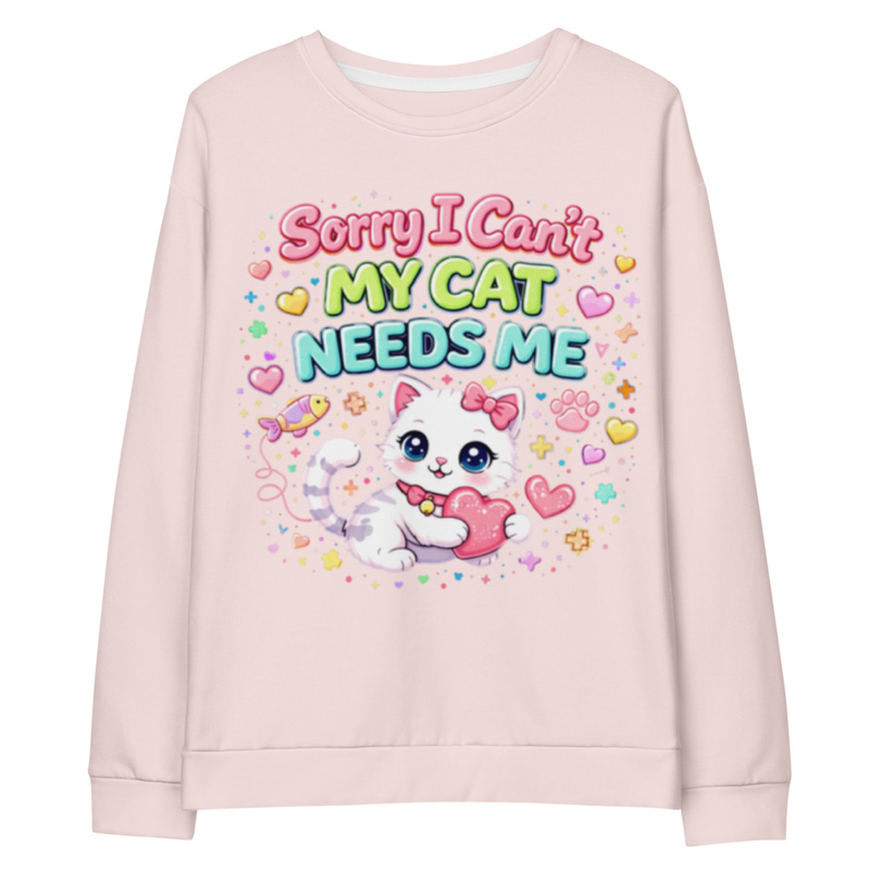 Cute Cat Lover Sweatshirt I Cute Cat Mom Sweatshirt | Kawaii Cat Lover Gift I Gift for Her