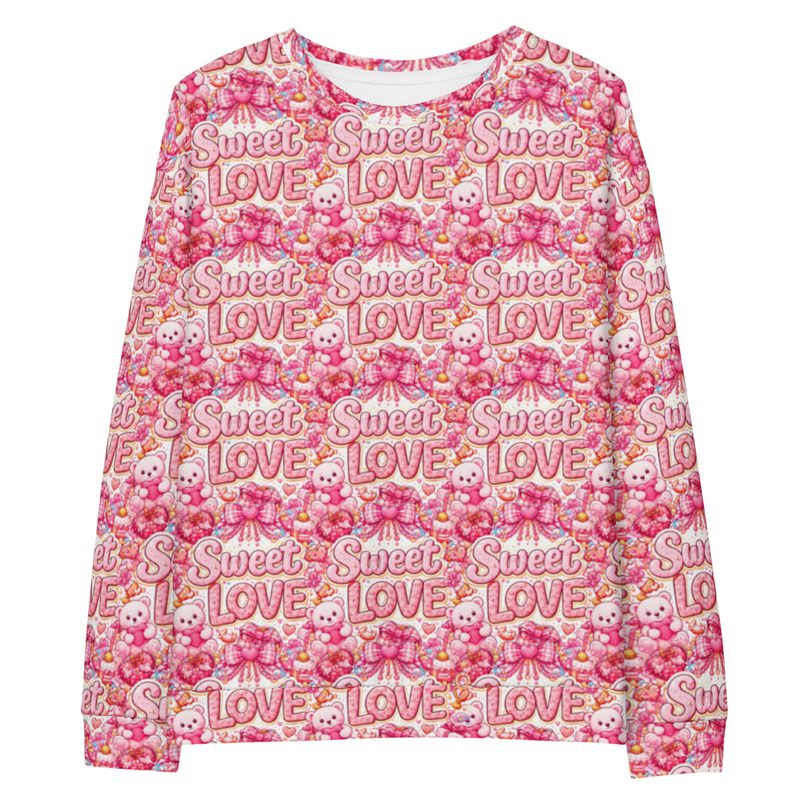 Valentine Sweatshirt – All Over Pink Valentine Print Sweater for Girls & Women I Valentine Gift for Her