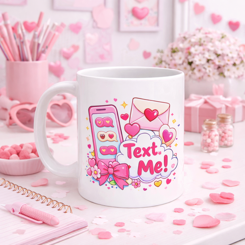 Cute Valentine Mug – Kawaii Pink Heart Coffee Cup | Flirty Gift for Teens & Couples I Valentine Gift for Her