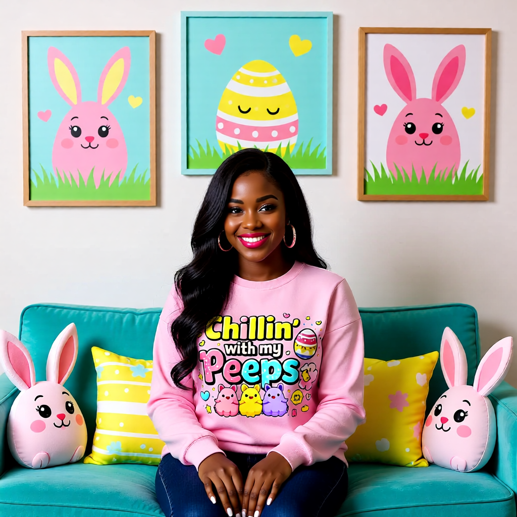 Easter Sweatshirt – Cute Pastel Bunny Chick Sweater for Spring I Easter Gift for Her