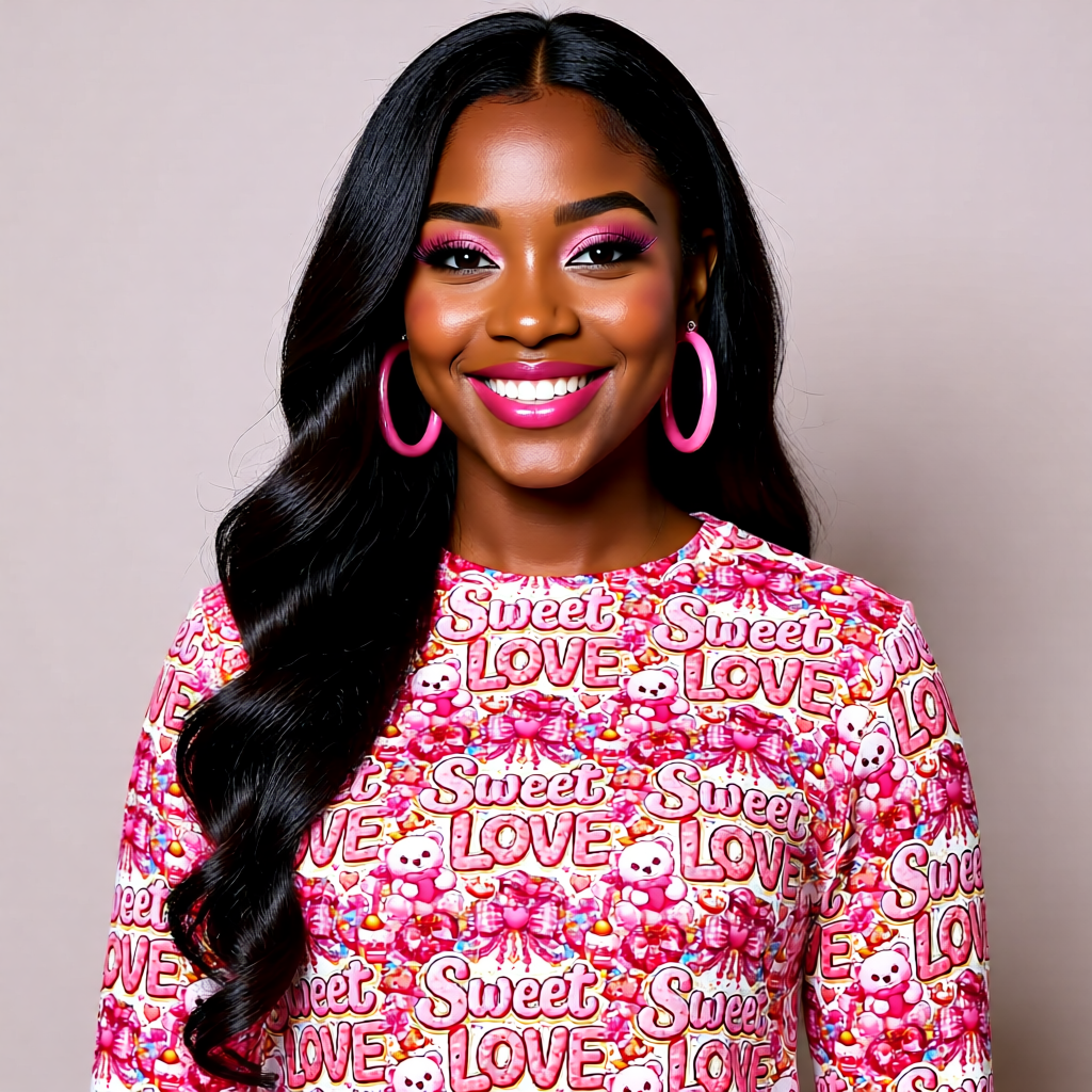 Valentine Sweatshirt – All Over Pink Valentine Print Sweater for Girls & Women I Valentine Gift for Her