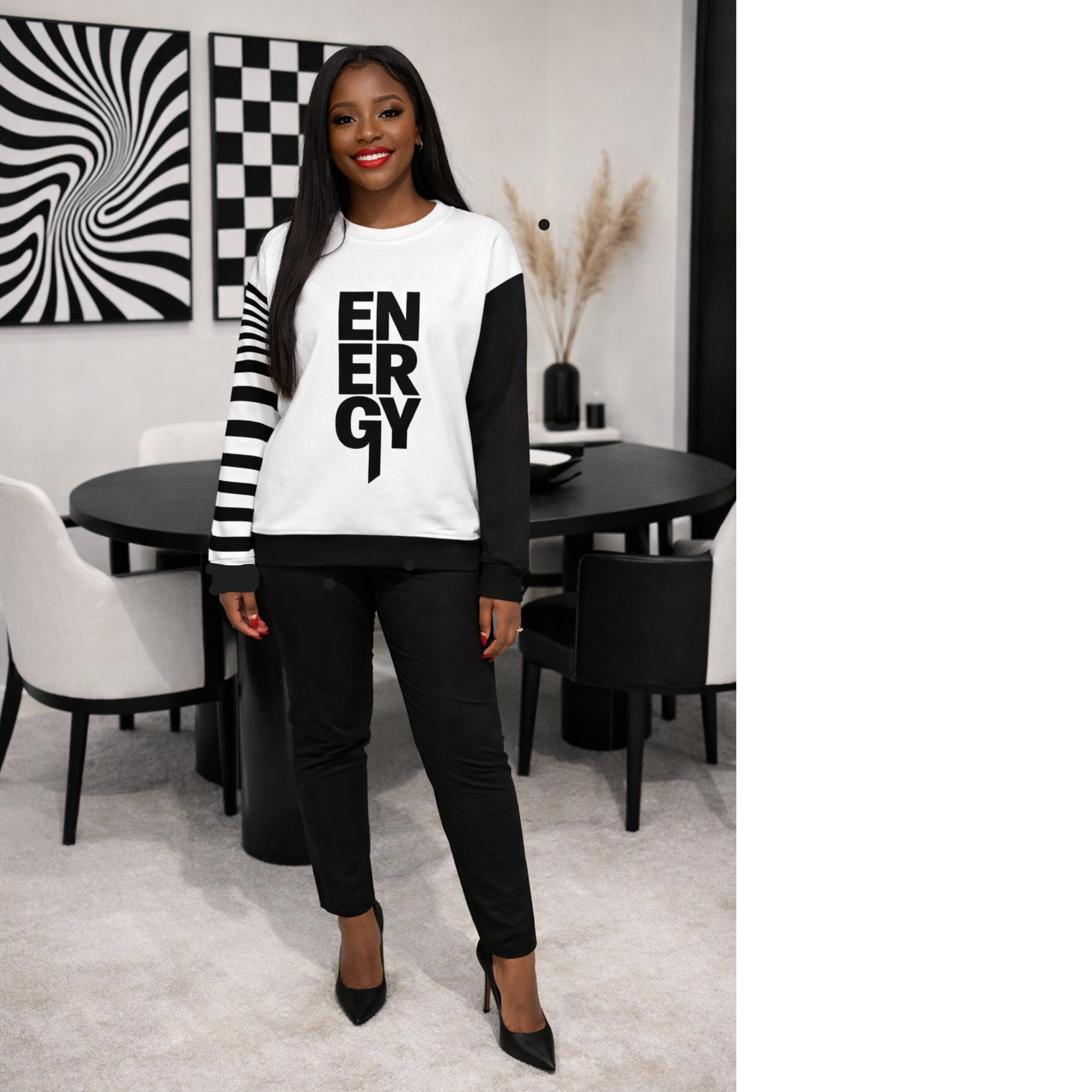 Black & White Statement Sweater – Modern Graphic Sweatshirt for Women I Black and White Apparel for Women I Gift for Her