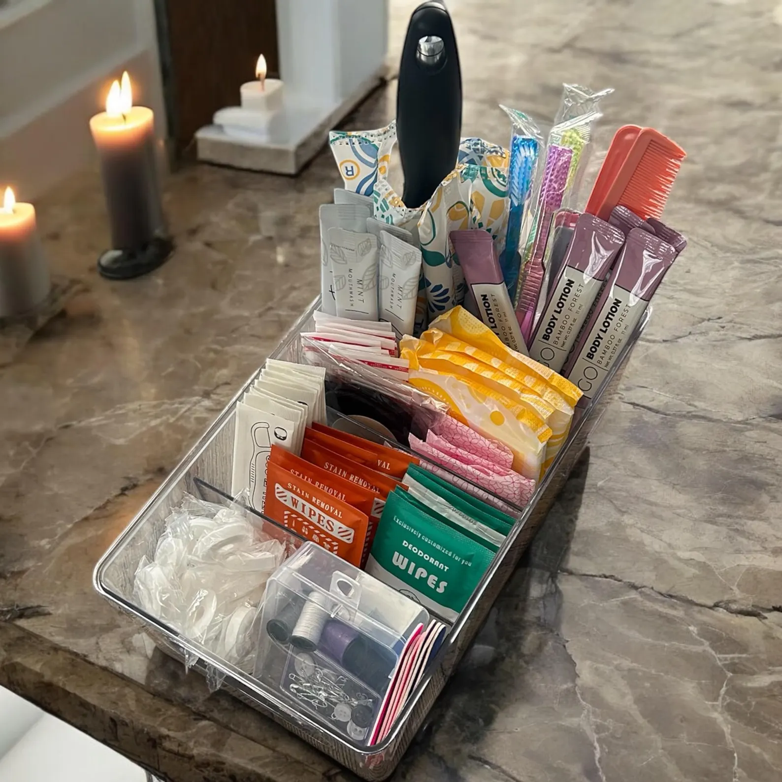 Small Clear Wedding Bathroom Basket, Wedding Amenities Basket, Wedding toiletries basket, Wedding Bathroom Basket, Toiletries basket