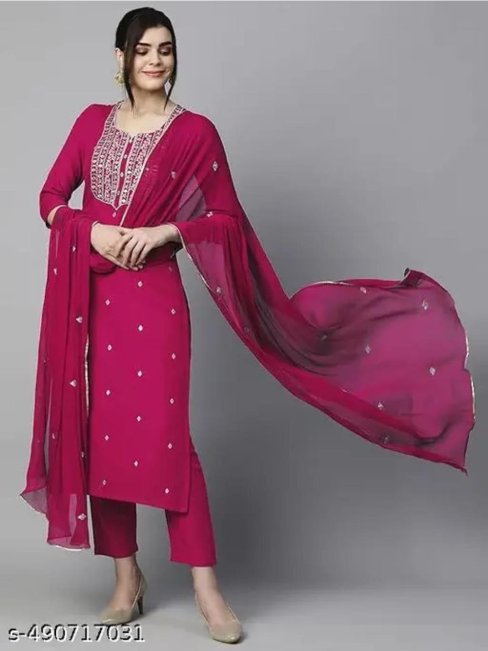 Magenta Embroidered Salwar Suit Set