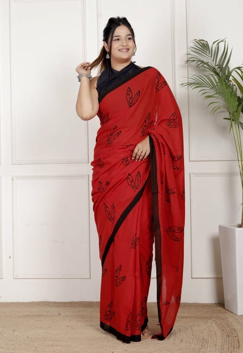 Red Printed Saree