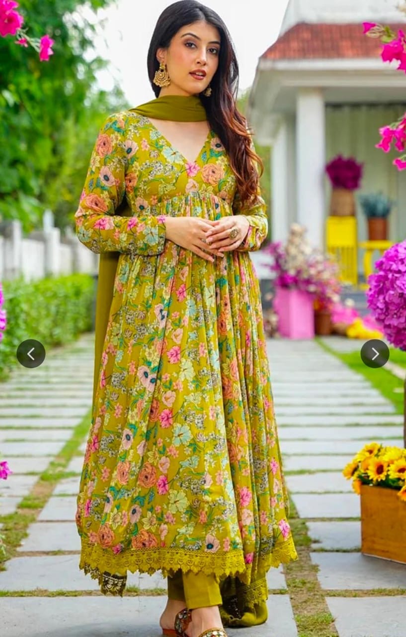 Floral Printed Anarkali Dress