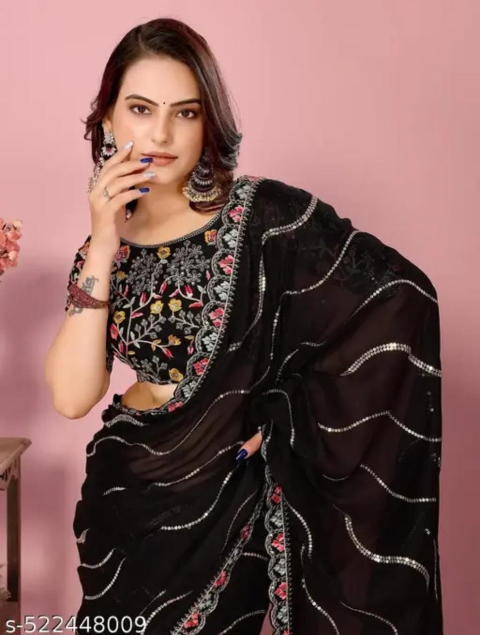 Black Embroidered Saree
