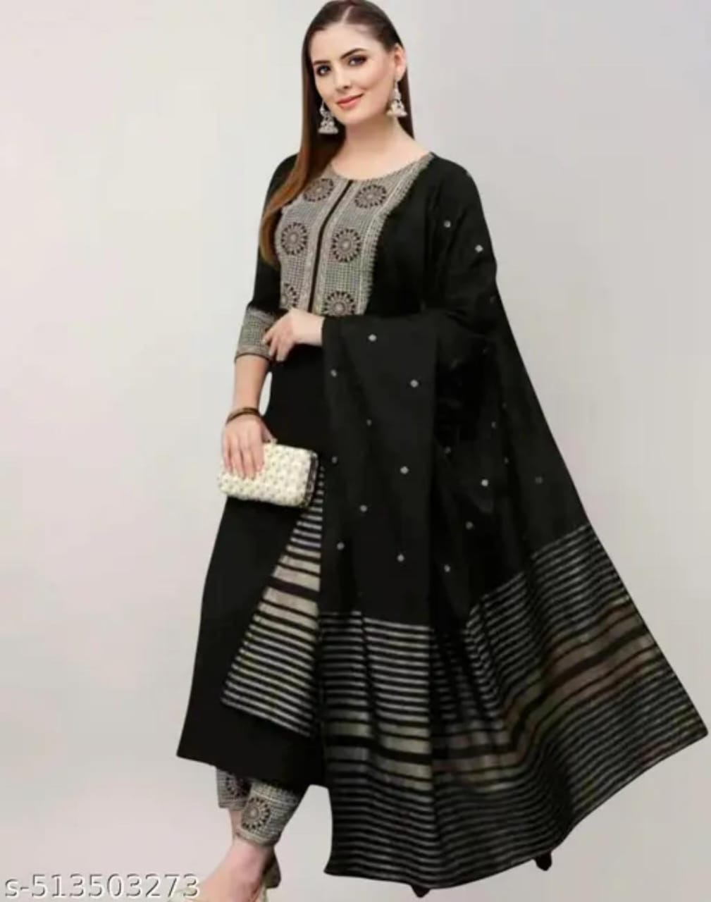 Elegant Black Ethnic Suit Set
