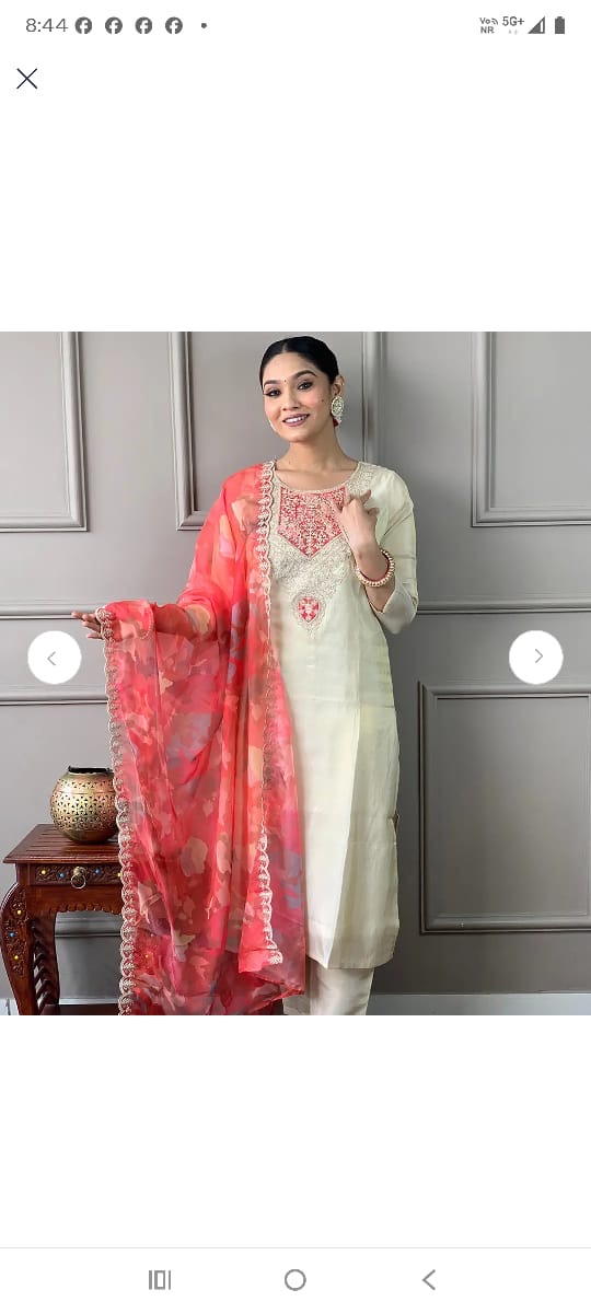 Elegant Cream & Pink Women's Suit