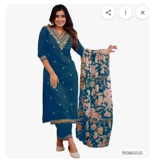 Embroidered Blue Salwar Kameez Set