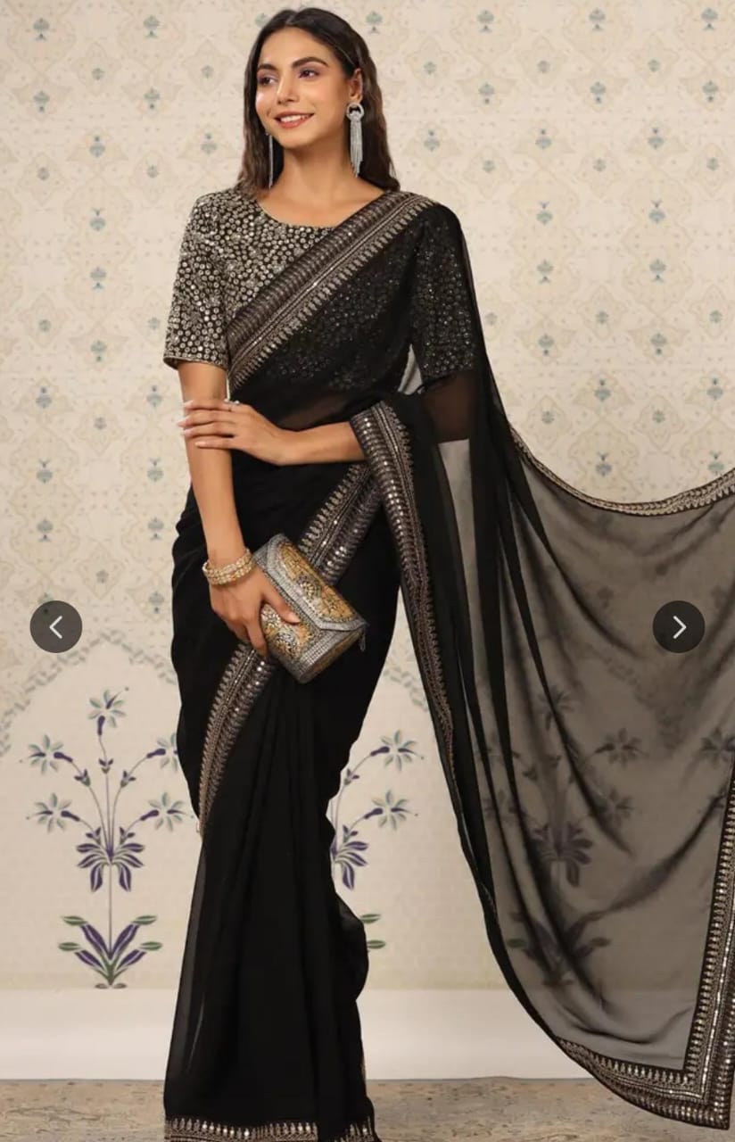 Elegant Black Designer Saree