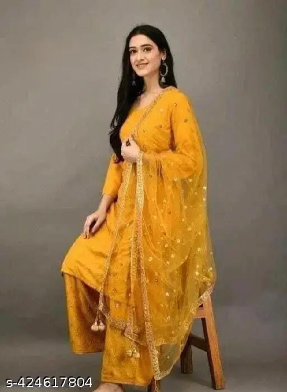 Yellow Embroidered Salwar Suit