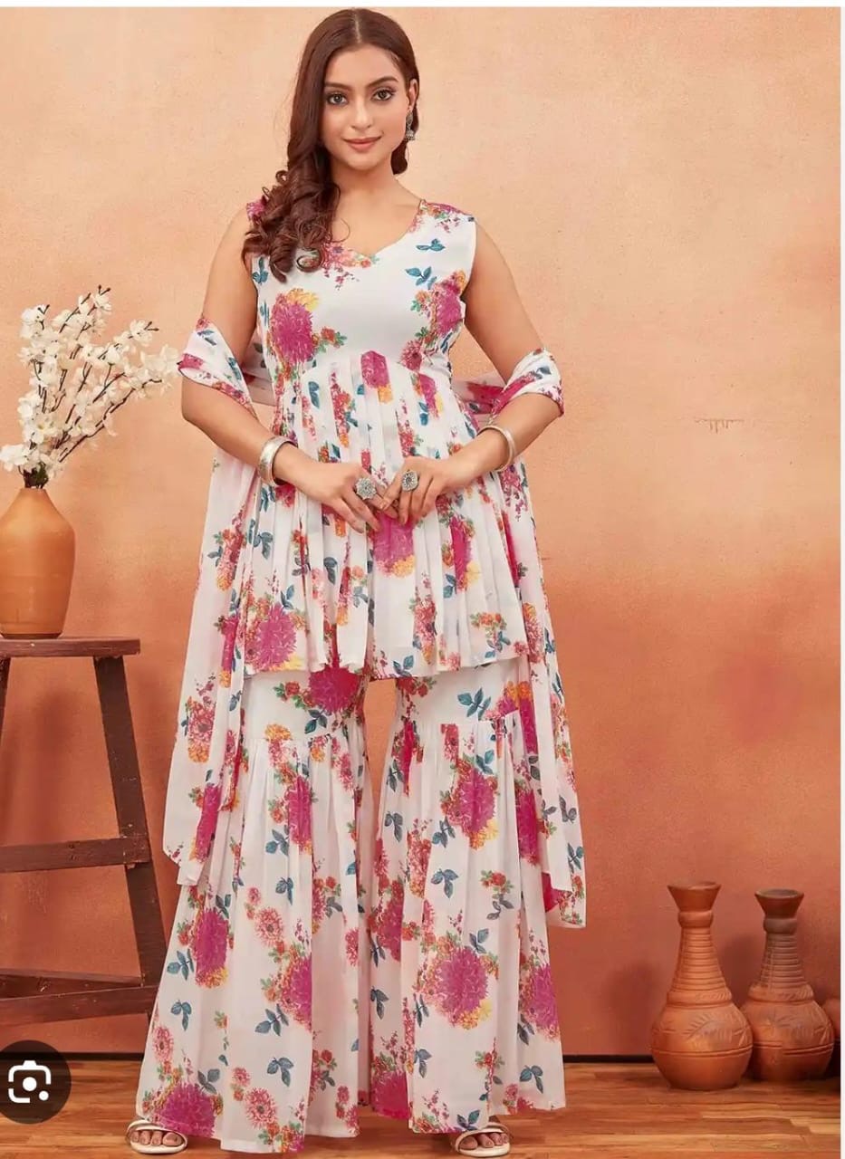 Floral Printed Sharara Suit